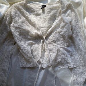 Windsor Cream Textured Sheer Lace Blouse